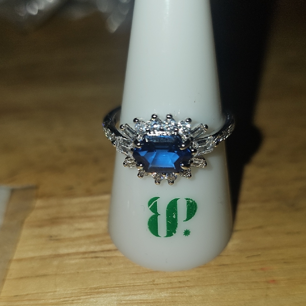 Sapphire Blue and Silver Women's Ring